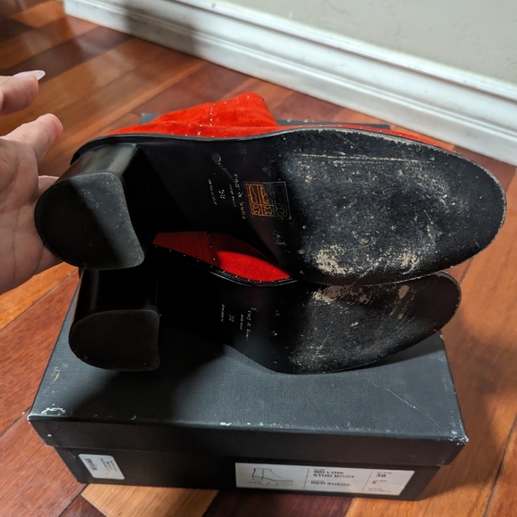 Rag and nd bone red suede willow stub boots 38 8 - Picture 7 of 10